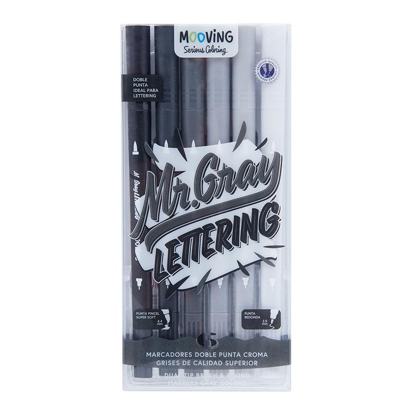 Coloring - Marcadores Doble Punta Pincel Croma Grises x 6