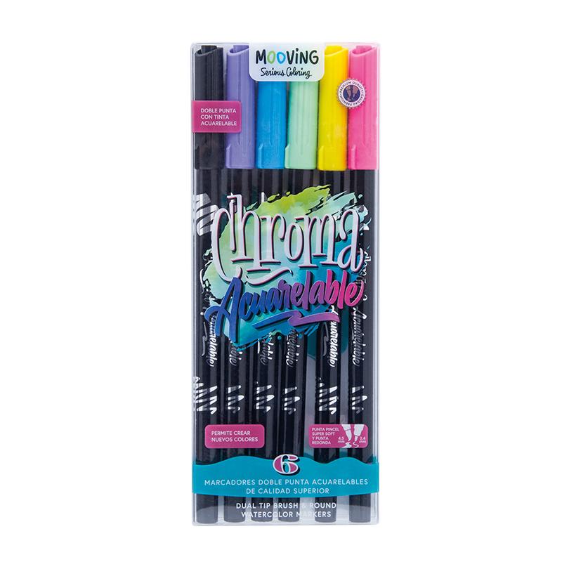 Coloring - Marcadores Doble Punta Pincel Acuarelables x 6